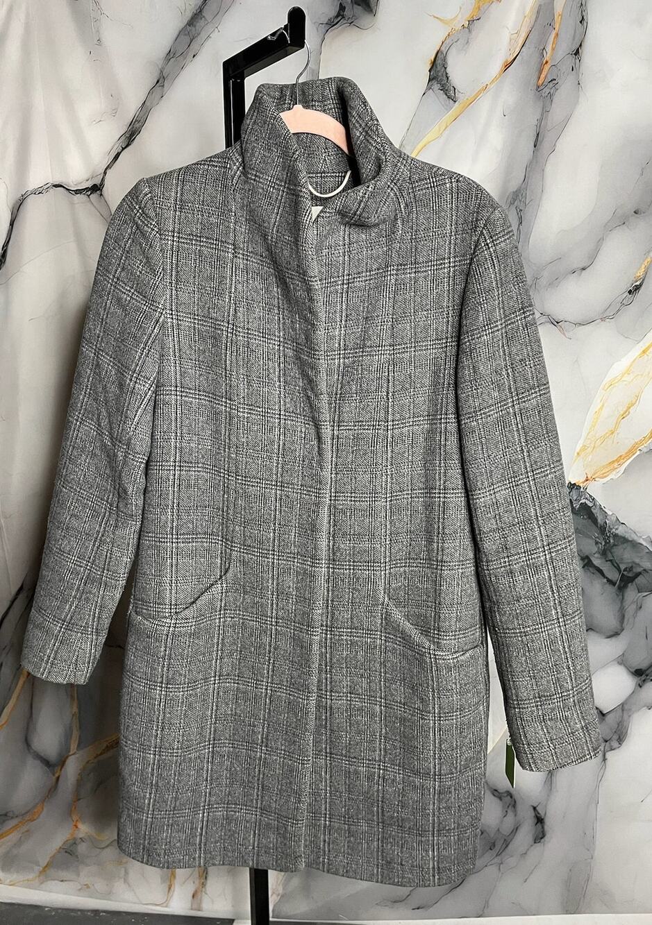 Artizia Wilfred Cocoon Coat Plaid Cashmere Wool Cotton Blend Sz. Small